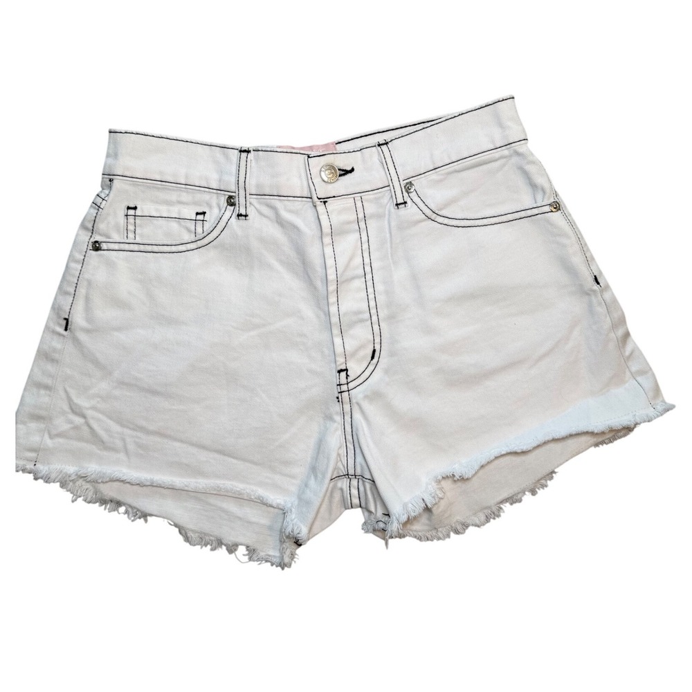 Revice Denim White Contrast Stitch Cutoff Shorts‎ High Rise Button Fly Size 27